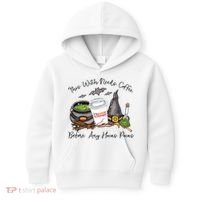 This Witch Needs Coffee Before Any Hocus Pocus Kids Hoodie thumb 0