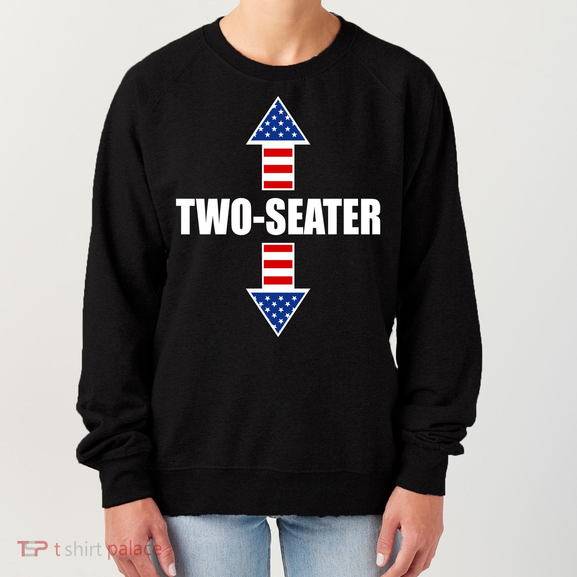 Two-Seater USA Flag Arrows Funny Women's Sweatshirt