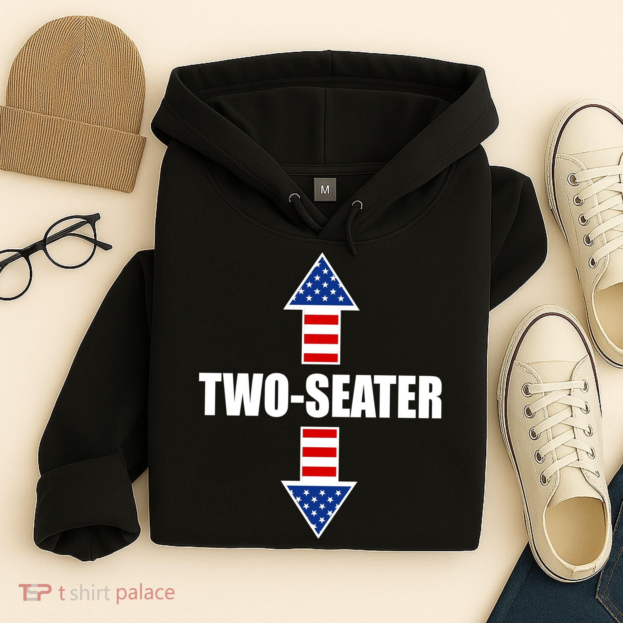 Two-Seater USA Flag Arrows Funny Hoodie