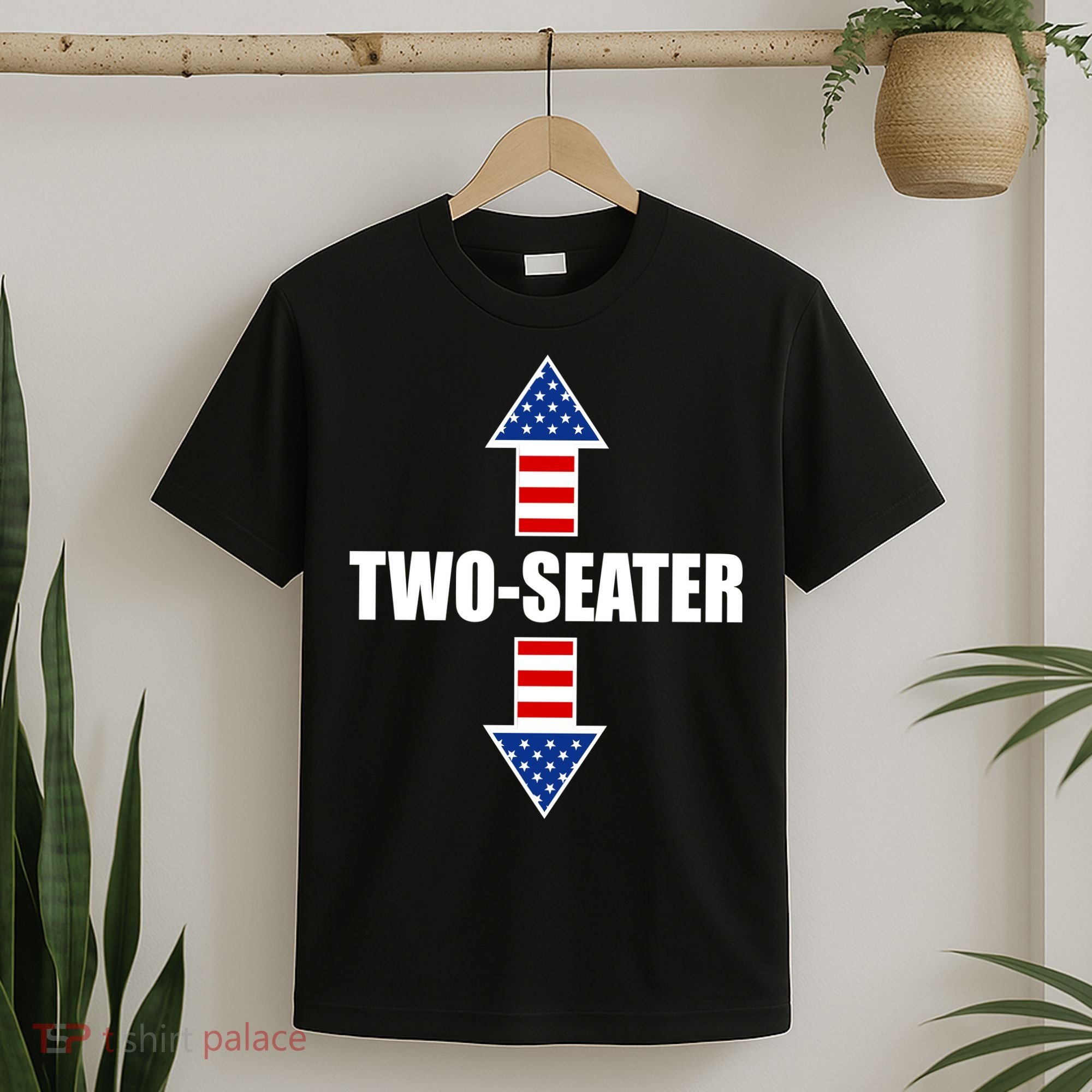 Two-Seater USA Flag Arrows Funny T-Shirt