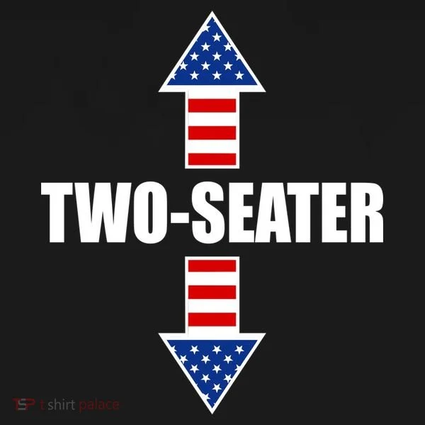 Two-Seater USA Flag Arrows Funny Button