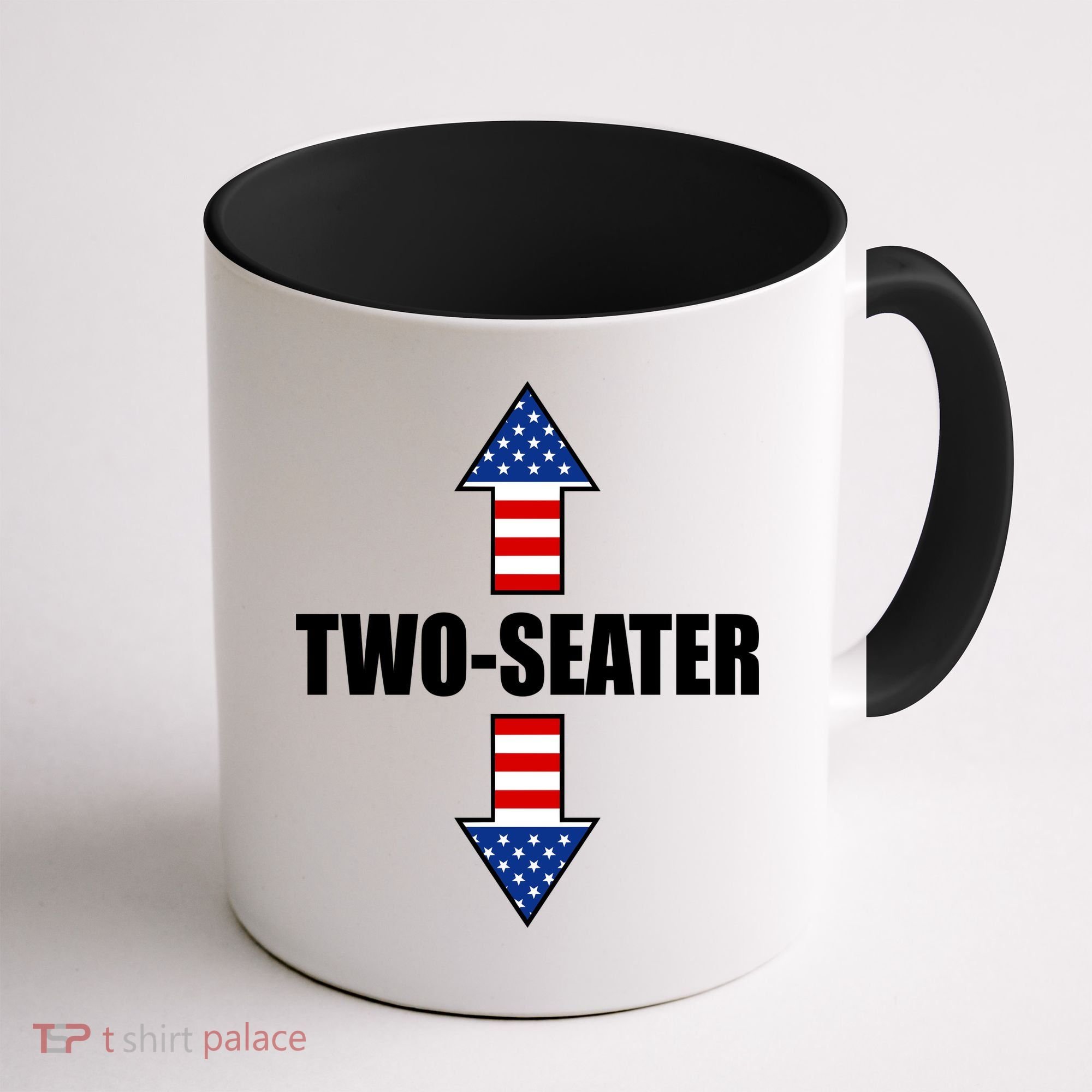 Two-Seater USA Flag Arrows Funny Coffee Mug