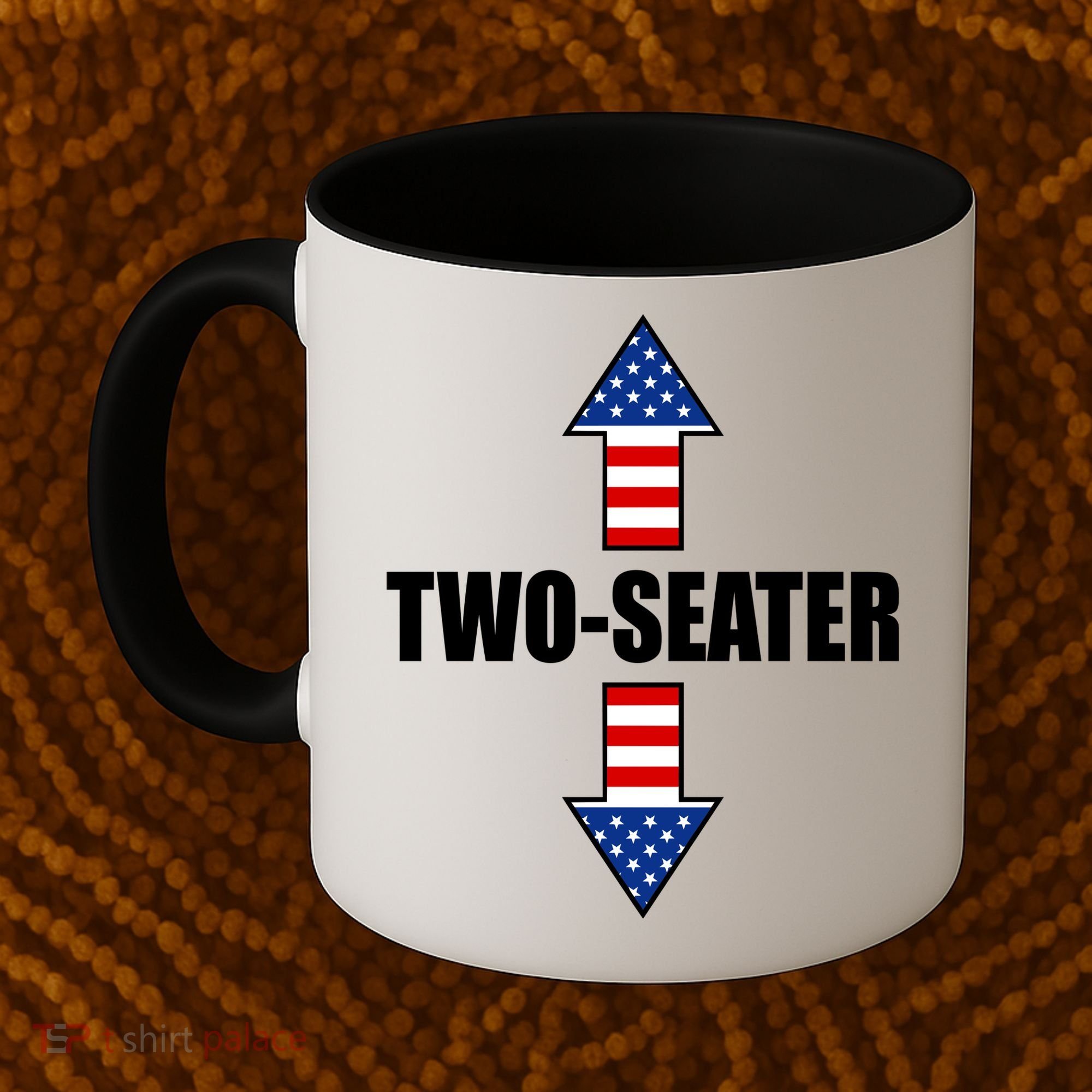 Two-Seater USA Flag Arrows Funny Coffee Mug