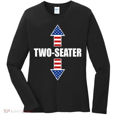 Two-Seater USA Flag Arrows Funny Women's Long Sleeve Shirt