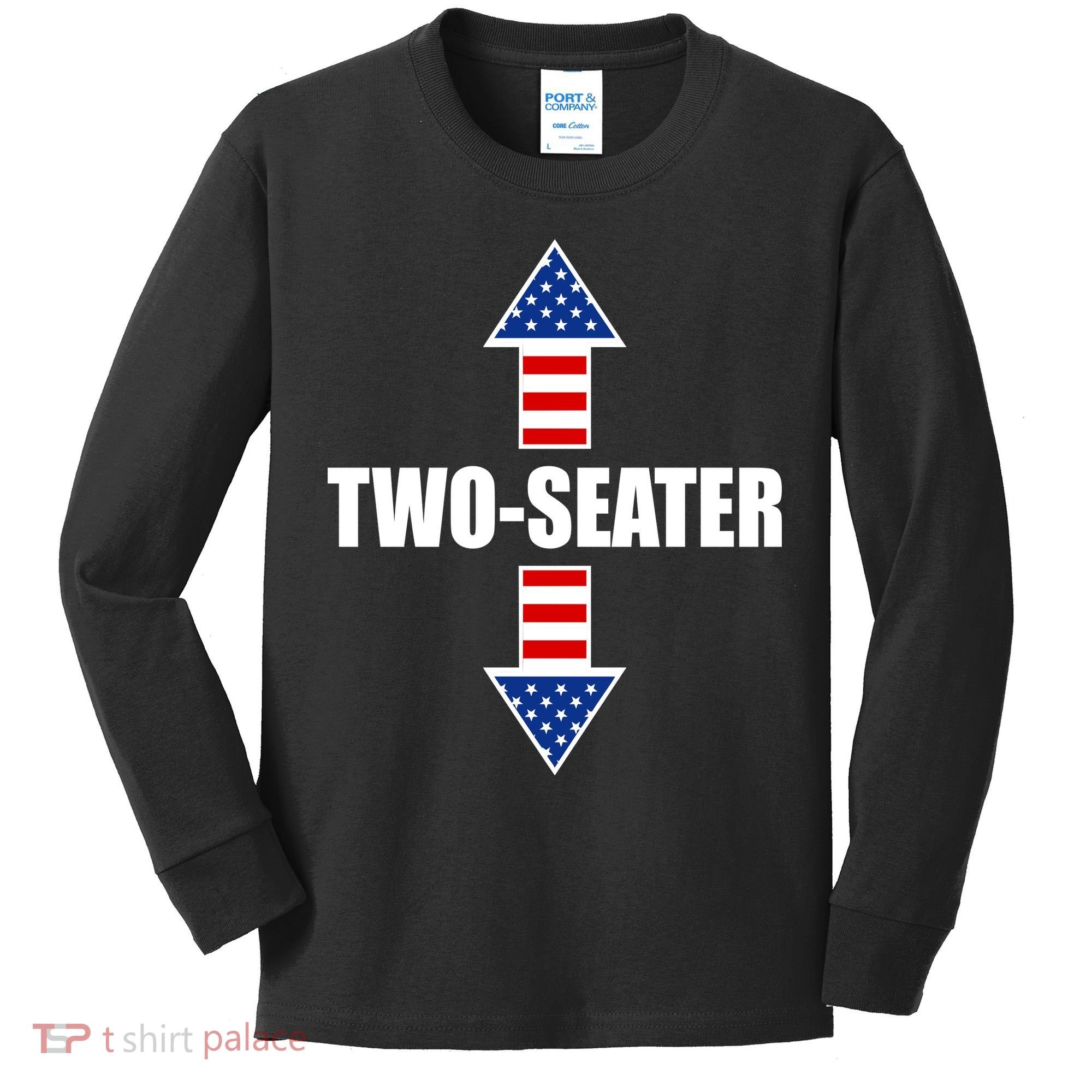 Two-Seater USA Flag Arrows Funny Kids Long Sleeve Shirt