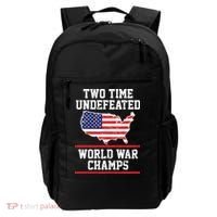 Two Time Undefeated World War Champs Backpack thumb 0