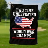 Two Time Undefeated World War Champs Golf Towel thumb 1