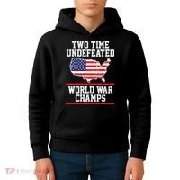 Two Time Undefeated World War Champs Kids Hoodie thumb 4