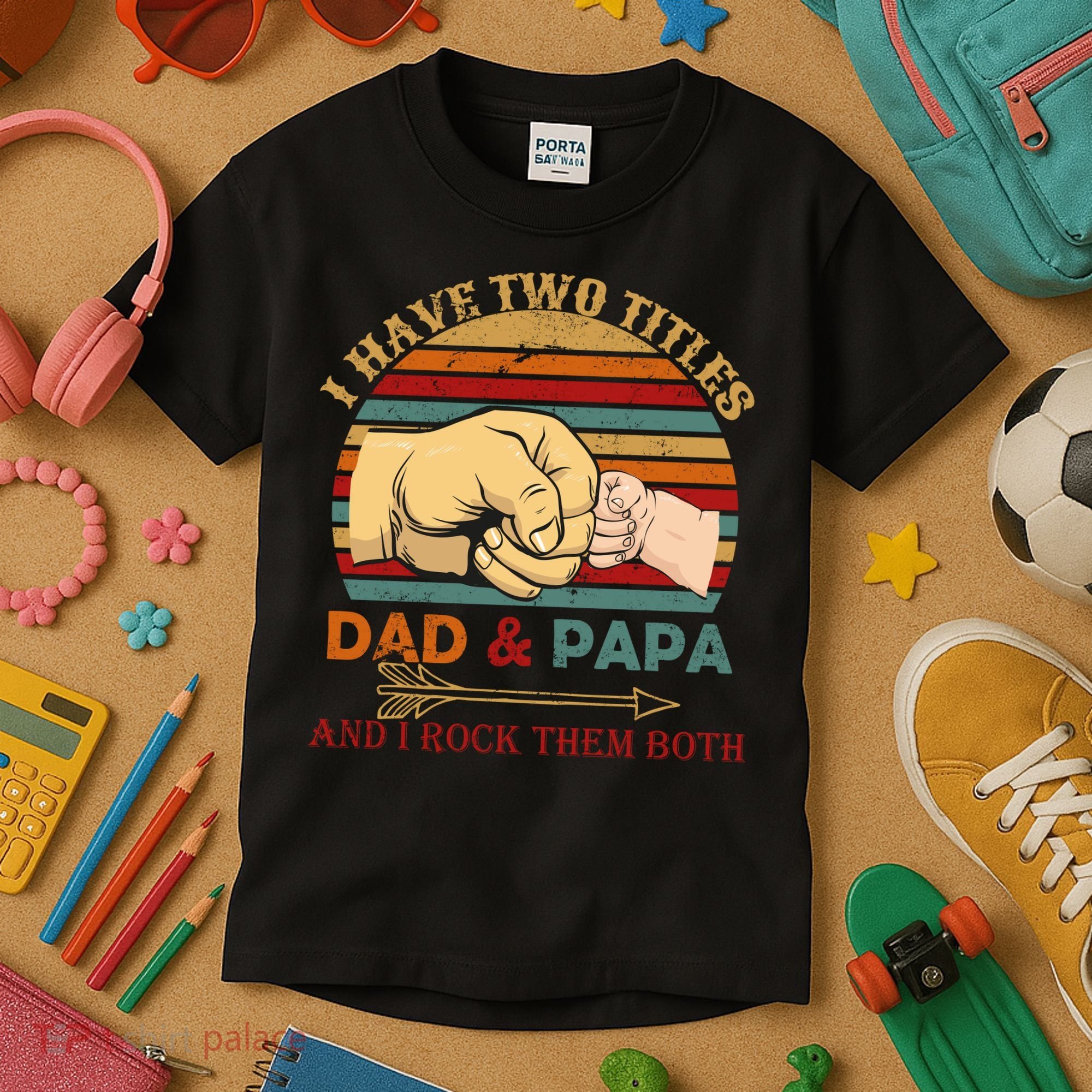 Two Titles Dad And Pap I Rock Them Both Kids T-Shirt