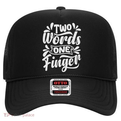 Two Words One Finger - Funny Quote - Sarcastic Saying Hat