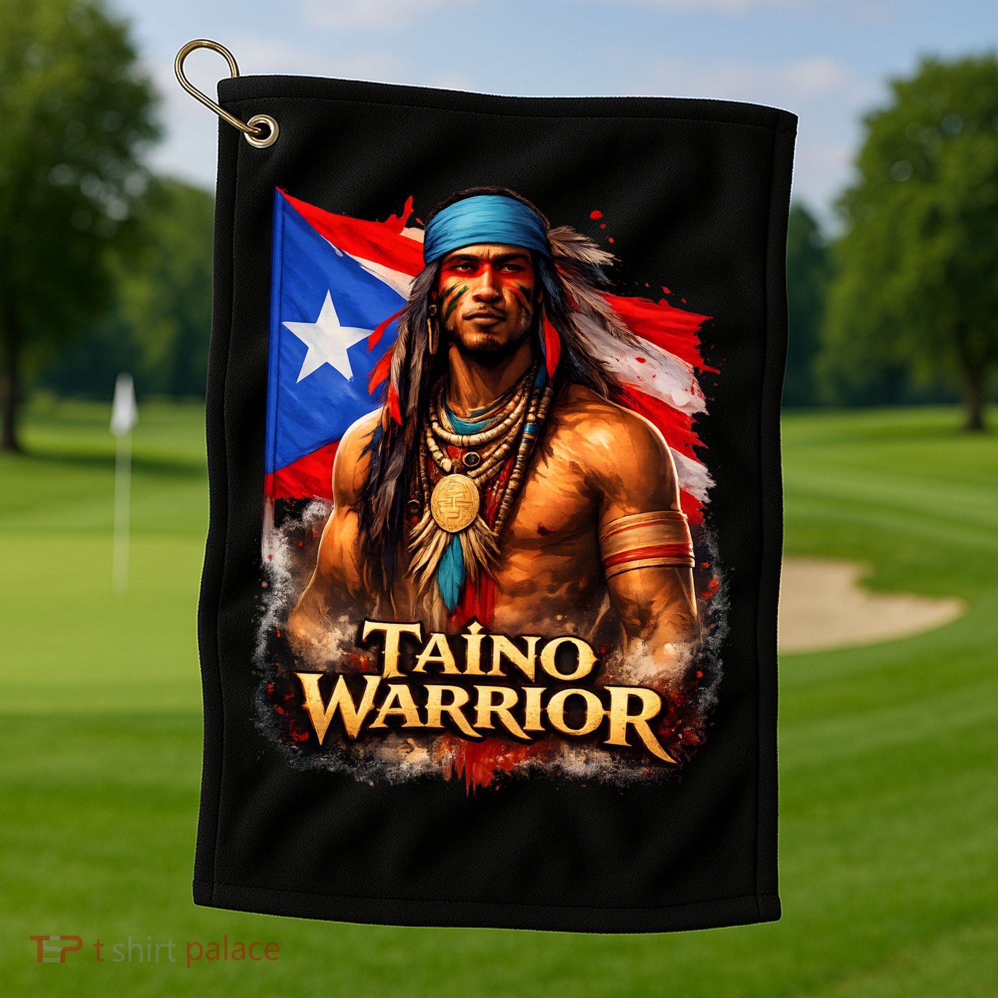 Taino Warrior Portico Porticean Flag Golf Towel