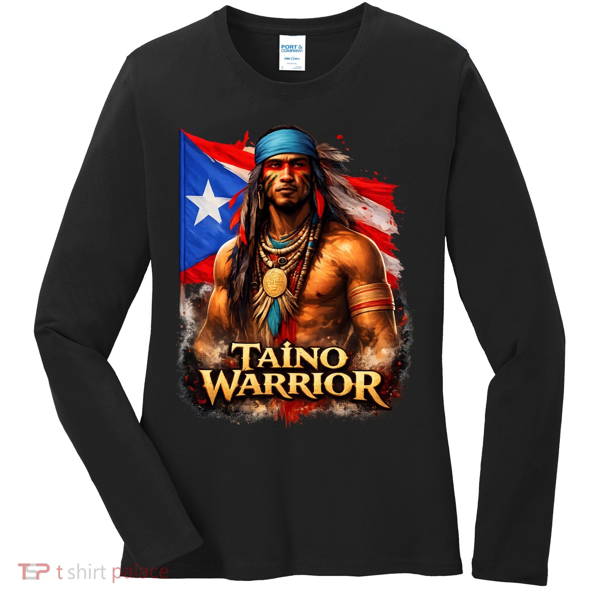 Taino Warrior Portico Porticean Flag Women's Long Sleeve Shirt