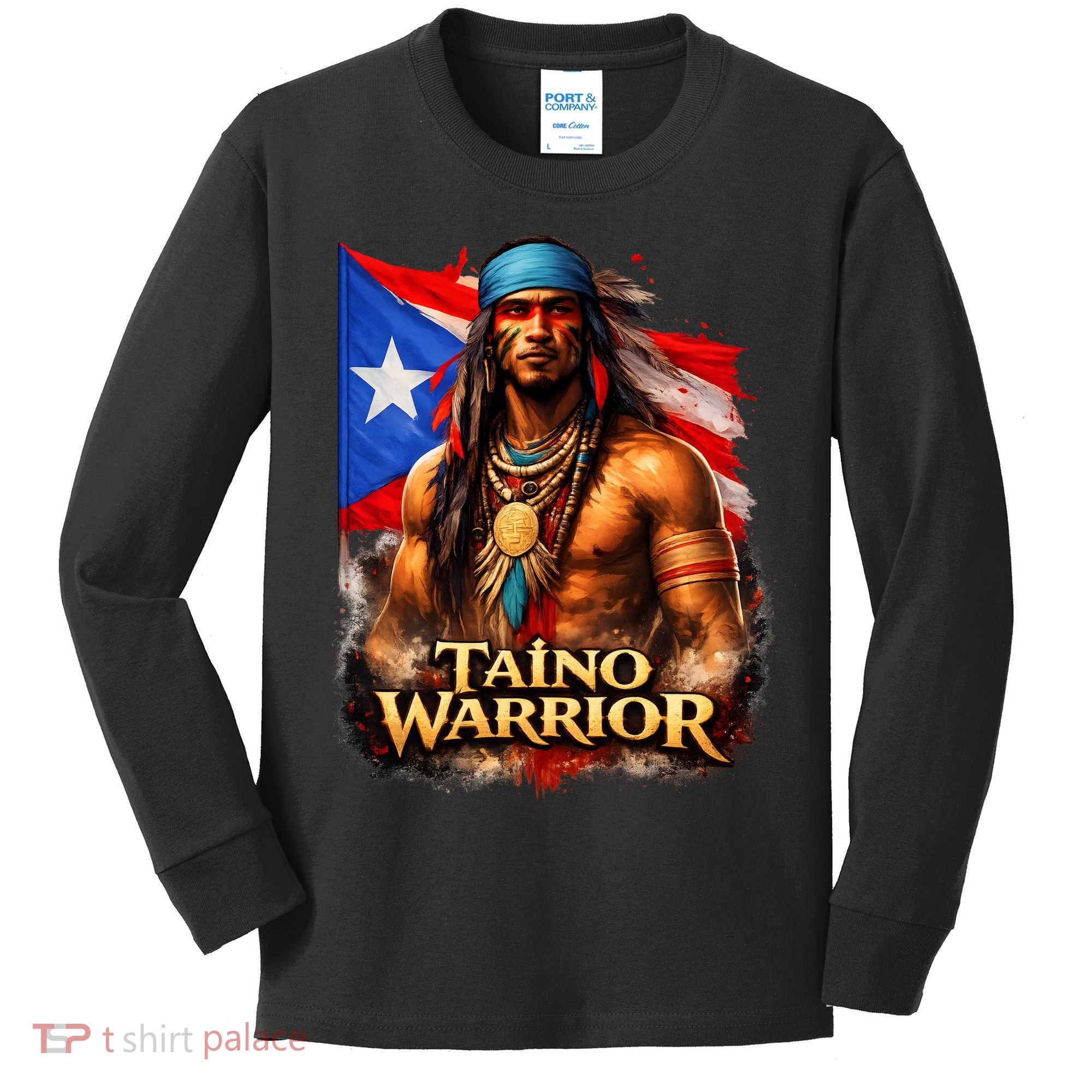 Taino Warrior Portico Porticean Flag Kids Long Sleeve Shirt