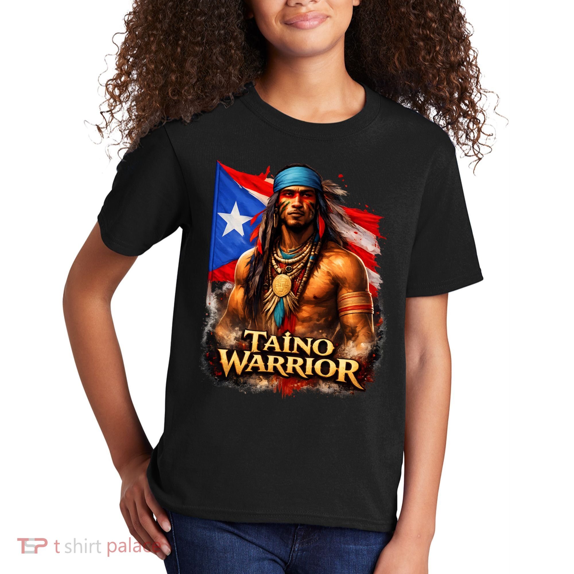 Taino Warrior Portico Porticean Flag Kids T-Shirt