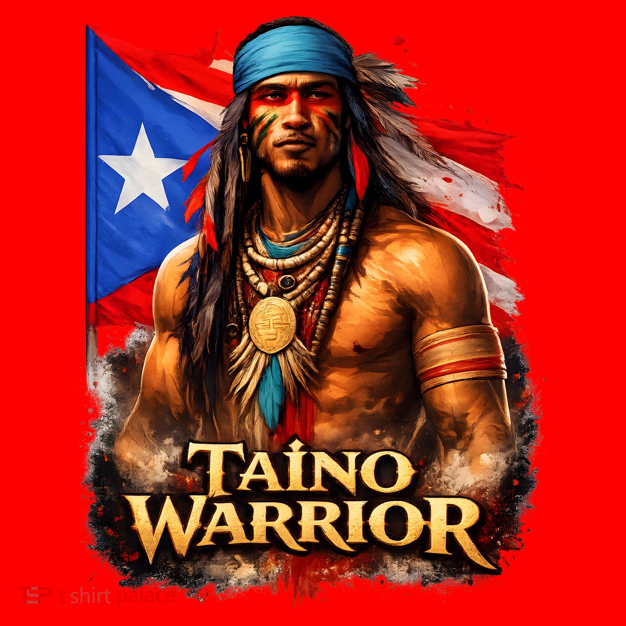 Taino Warrior Portico Porticean Flag Santa Hat