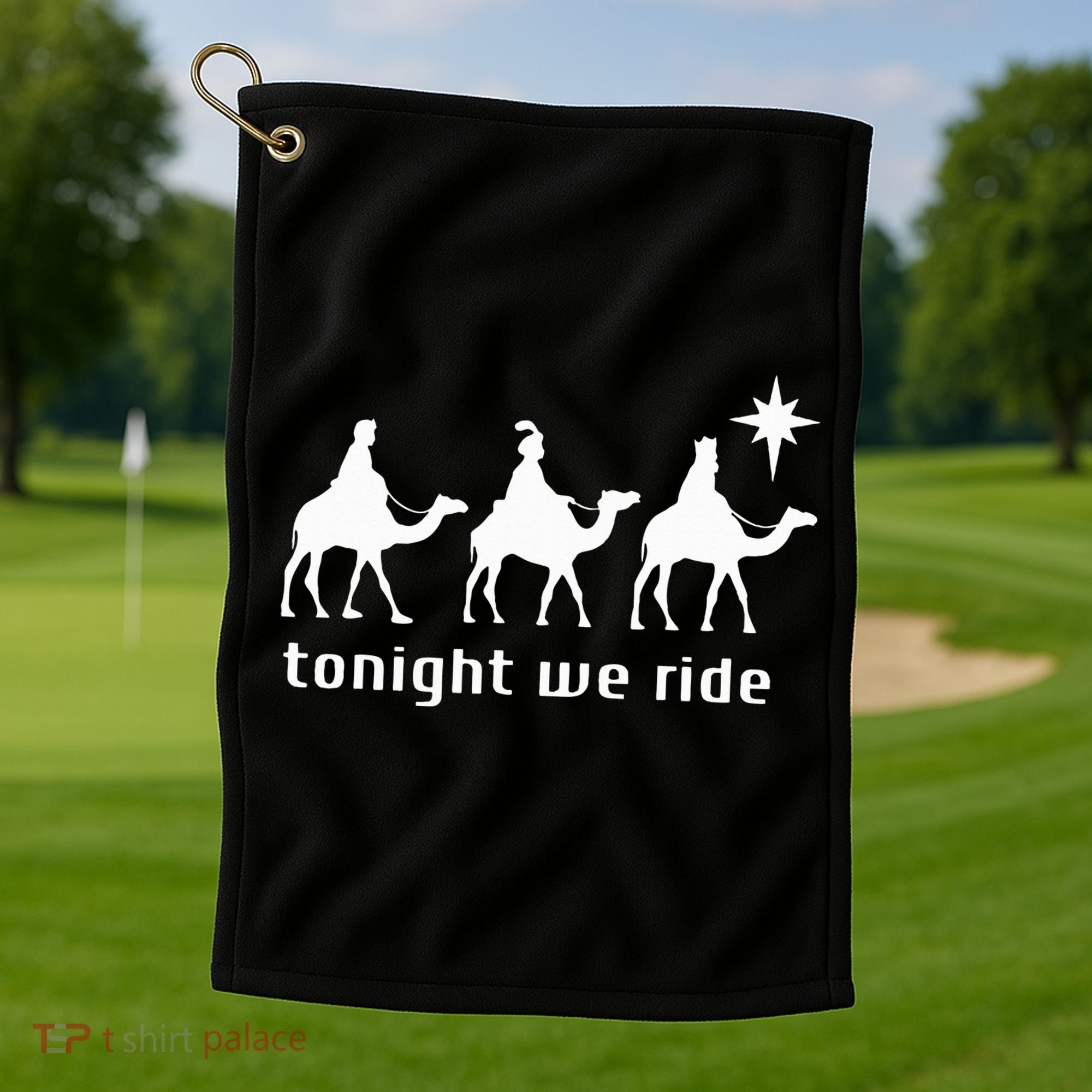 Tonight We Ride Retro Three Wise Christmas Christian  Golf Towel
