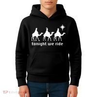 Tonight We Ride Retro Three Wise Christmas Christian  Kids Hoodie thumb 4