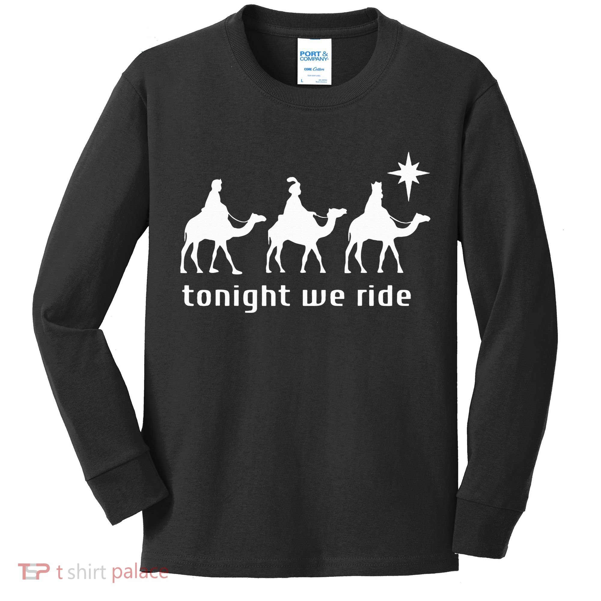 Tonight We Ride Retro Three Wise Christmas Christian  Kids Long Sleeve Shirt