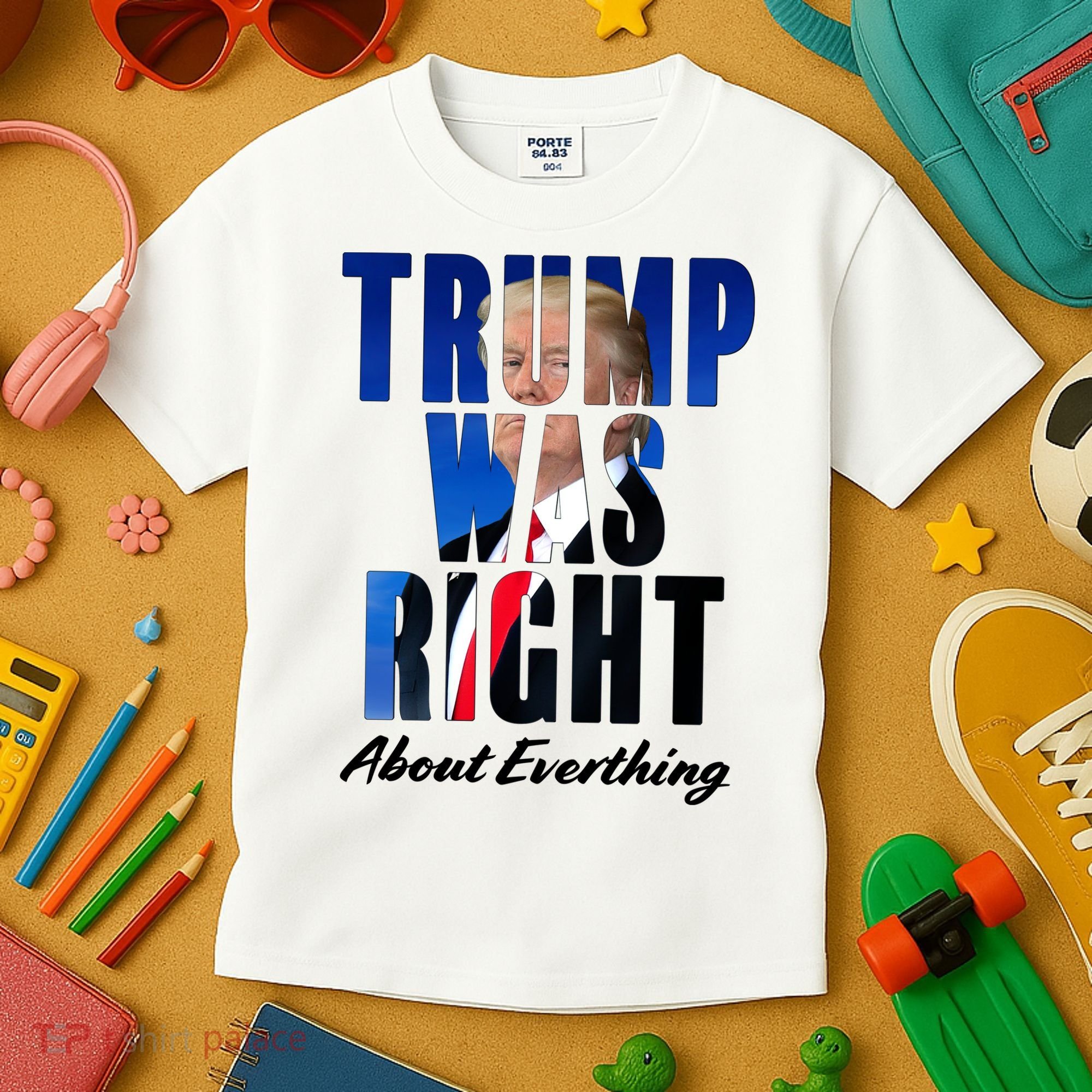 Trump Was Right About Everything Typography Portrait Kids T-Shirt