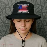 Trump Was Right About Everything President Flag Statement Bucket Hat thumb 3