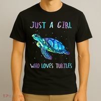 Turtle Watercolor Sea Ocean Just A Girl Who Loves Turtles T-Shirt thumb 3