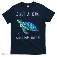 Turtle Watercolor Sea Ocean Just A Girl Who Loves Turtles T-Shirt thumb 0