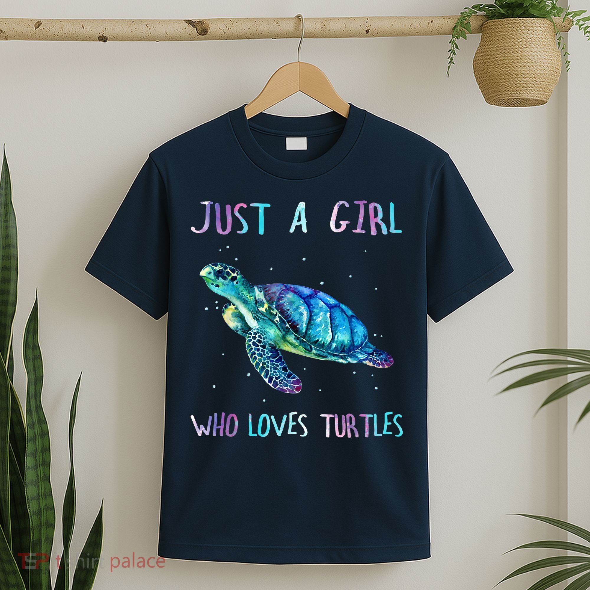 Turtle Watercolor Sea Ocean Just A Girl Who Loves Turtles T-Shirt