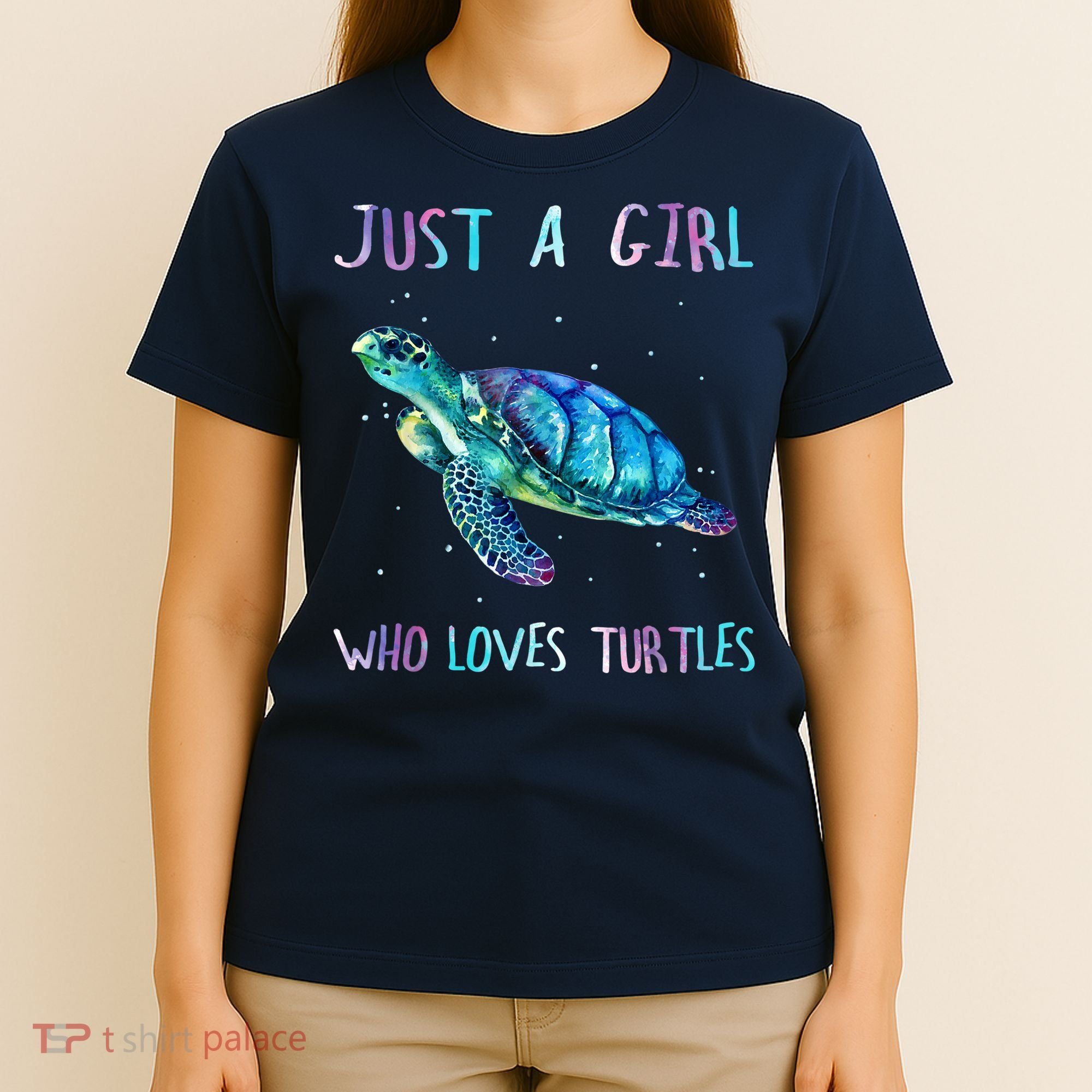 Turtle Watercolor Sea Ocean Just A Girl Who Loves Turtles T-Shirt