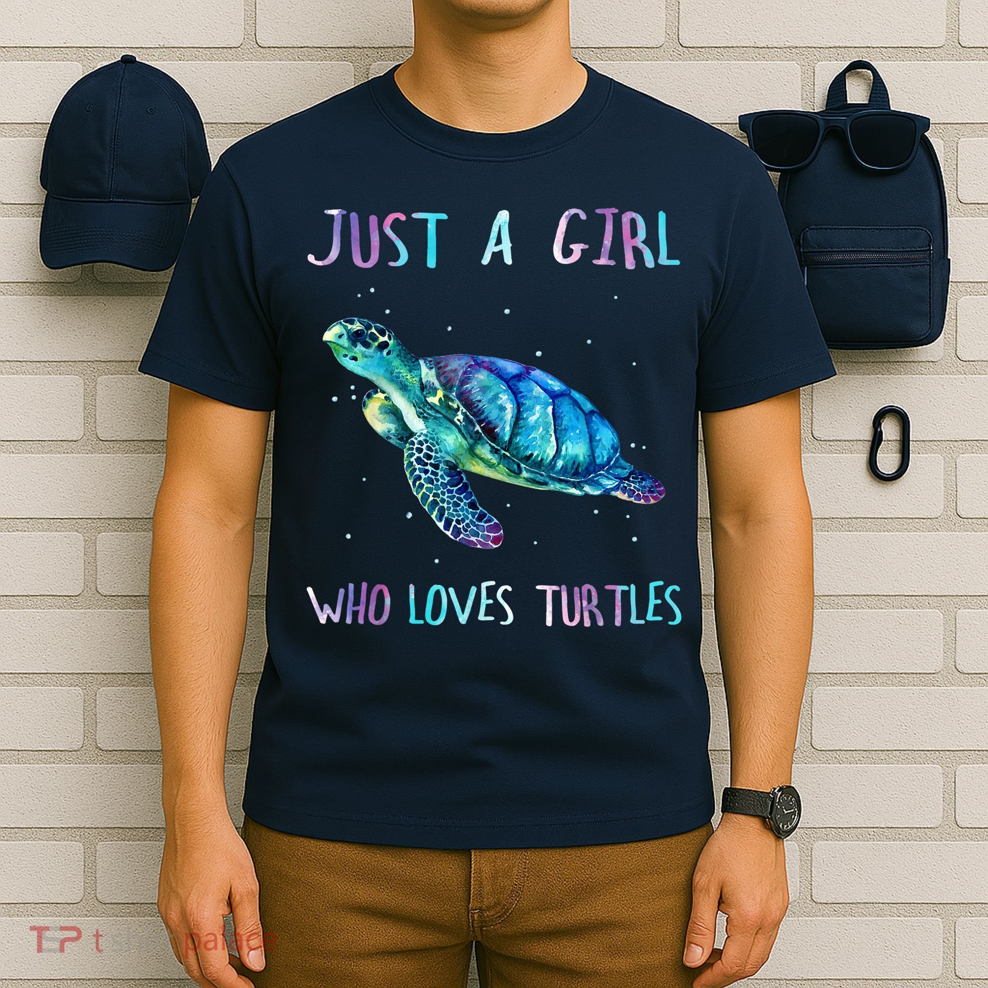 Turtle Watercolor Sea Ocean Just A Girl Who Loves Turtles T-Shirt