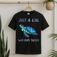 Turtle Watercolor Sea Ocean Just A Who Loves Turtles T-Shirt thumb 2