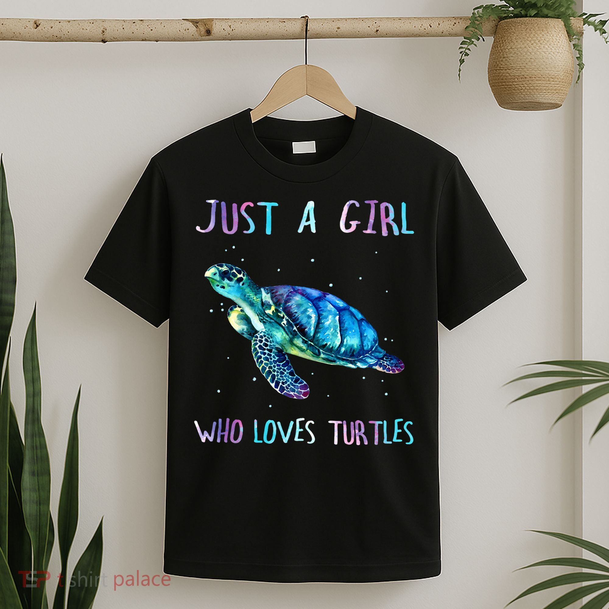 Turtle Watercolor Sea Ocean Just A Who Loves Turtles T-Shirt