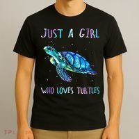 Turtle Watercolor Sea Ocean Just A Who Loves Turtles T-Shirt thumb 3