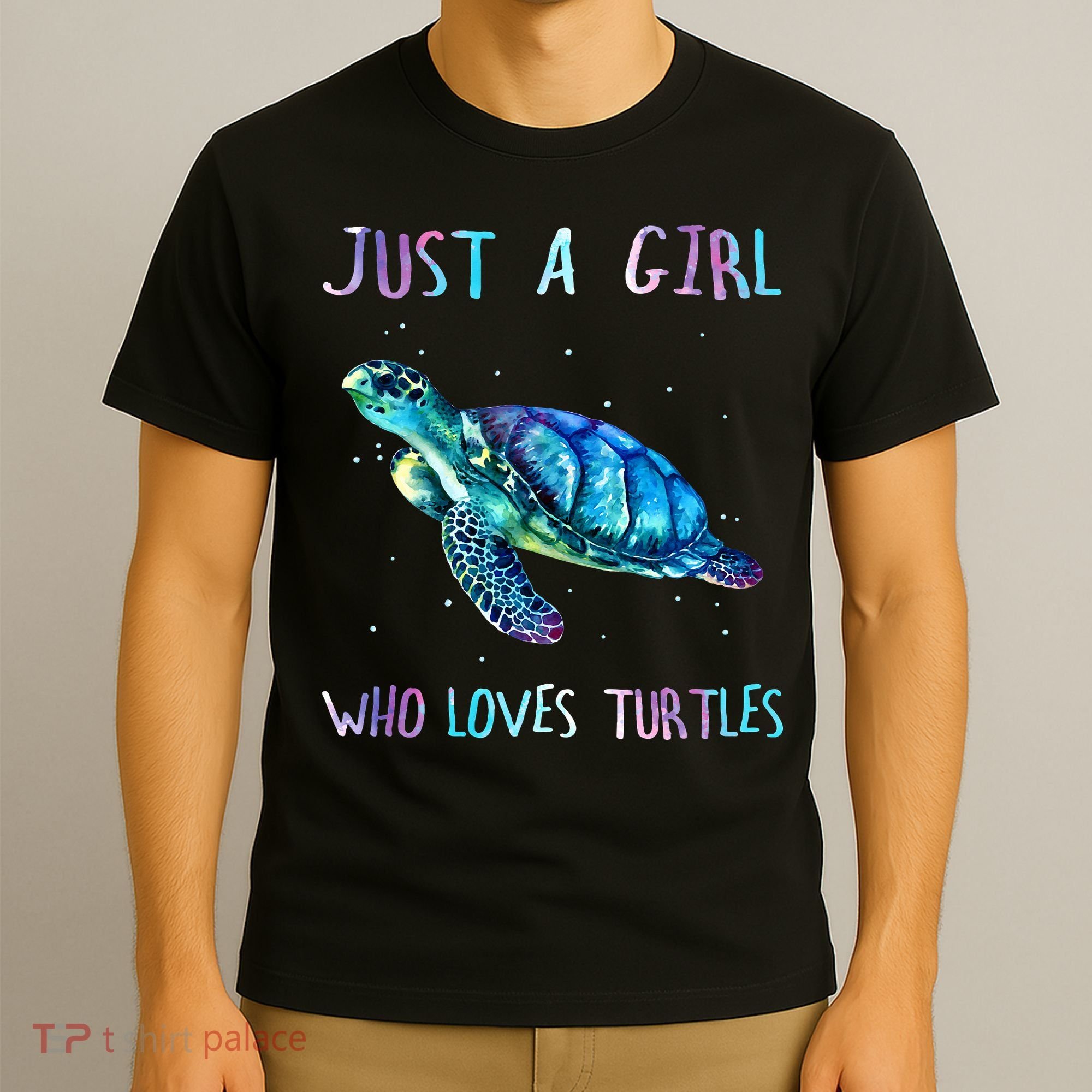 Turtle Watercolor Sea Ocean Just A Who Loves Turtles T-Shirt