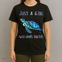 Turtle Watercolor Sea Ocean Just A Who Loves Turtles T-Shirt thumb 4