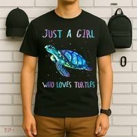 Turtle Watercolor Sea Ocean Just A Who Loves Turtles T-Shirt thumb 6