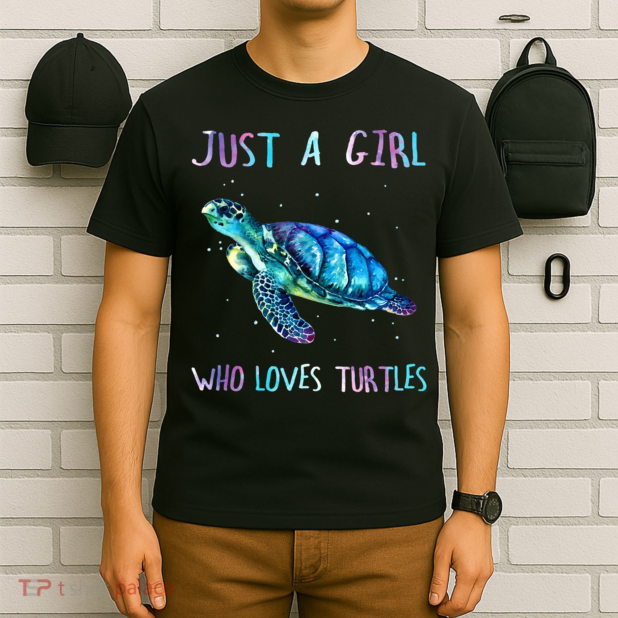 Turtle Watercolor Sea Ocean Just A Who Loves Turtles T-Shirt