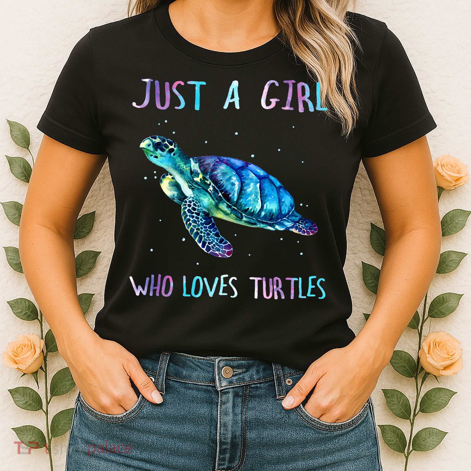 Turtle Watercolor Sea Ocean Just A Who Loves Turtles Women's T-Shirt