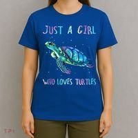 Turtle Watercolor Sea Ocean Just A Girl Who Loves Turtles Cute Gift T-Shirt thumb 4