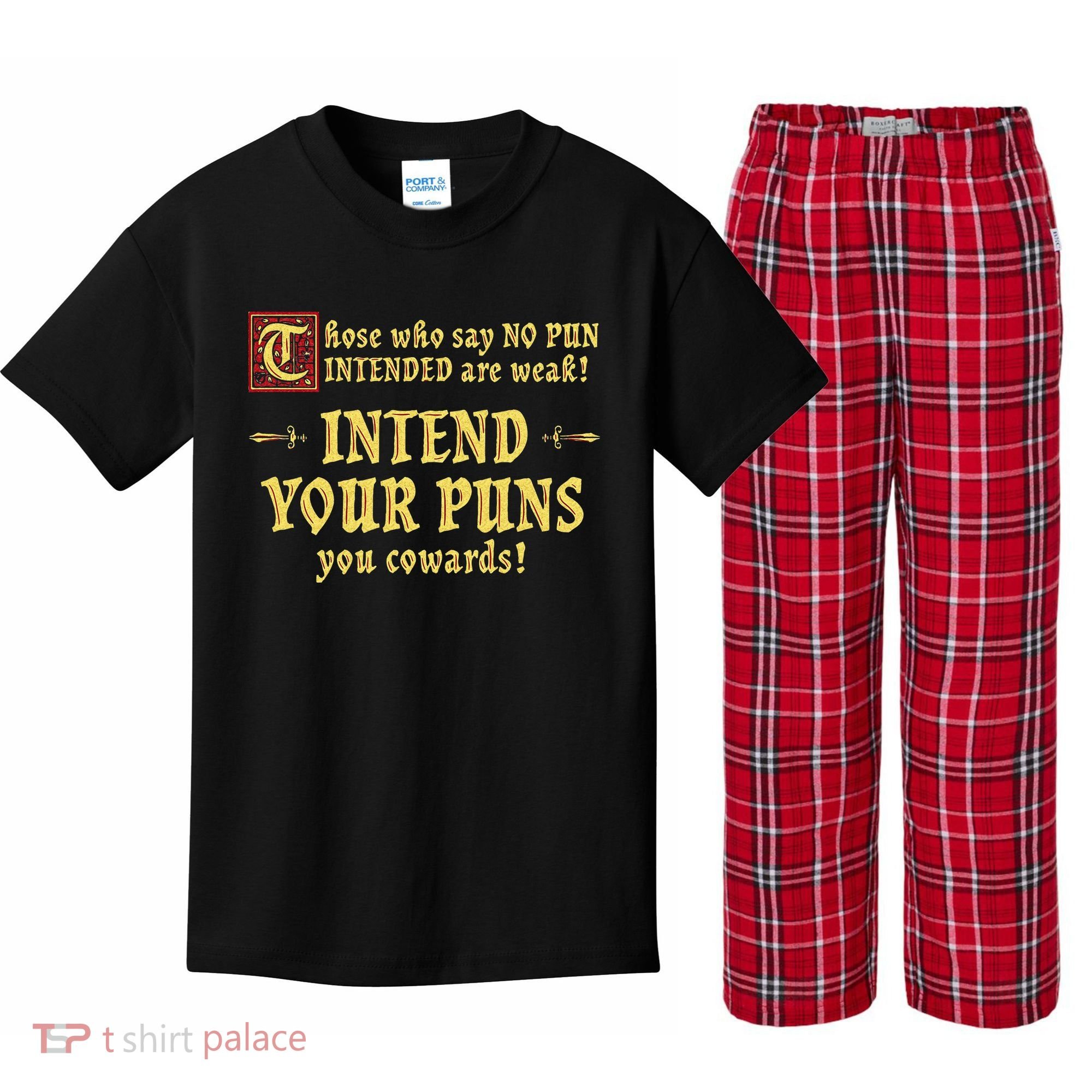Those Who Say No Pun Intended Are Weak Intend Your Puns Kids Plaid Pajama Set