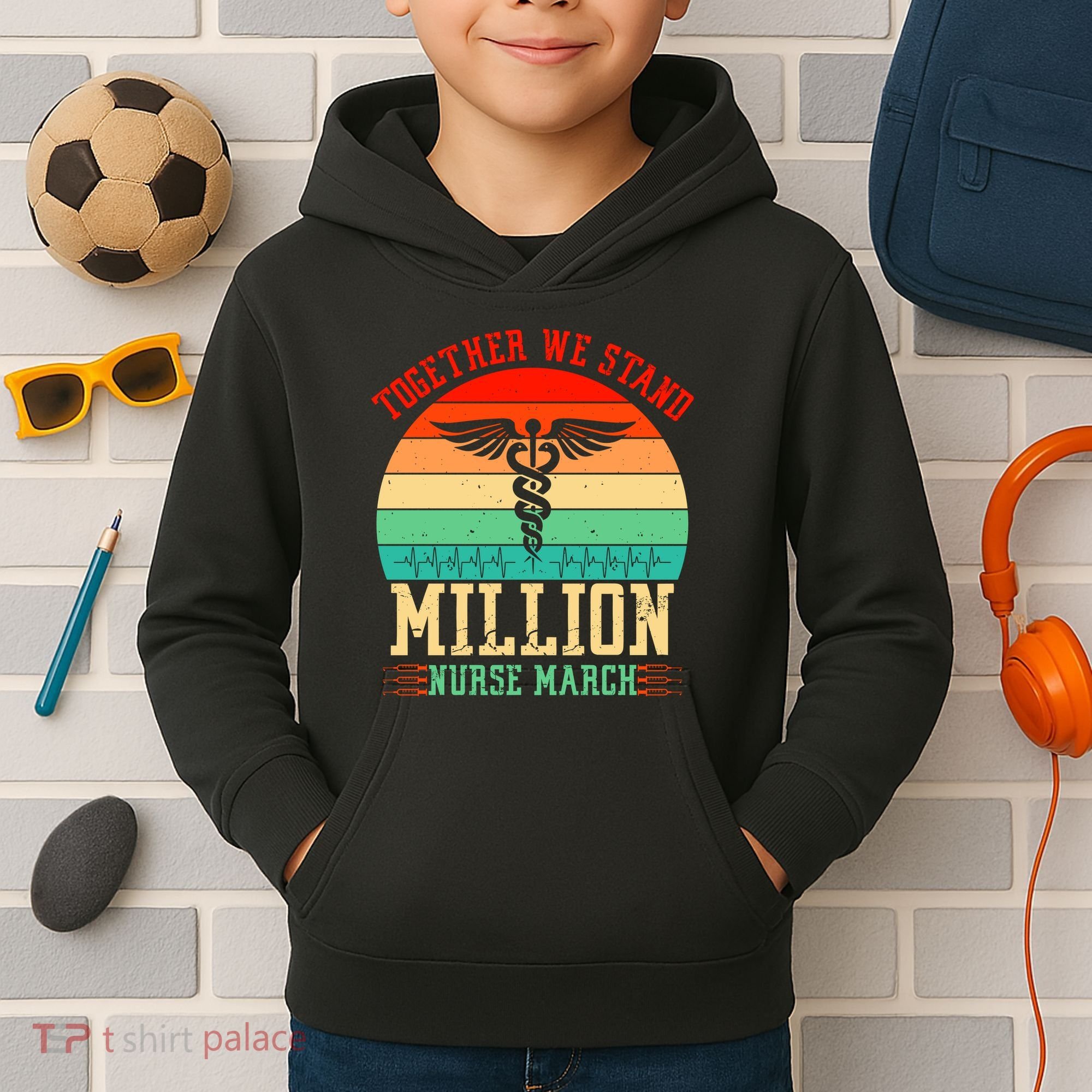 Together We Stand Million Nurse March Kids Hoodie