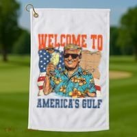 Trump Welcome To AmericaS Gulf Mexico Golf Towel thumb 1