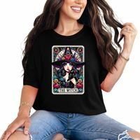 The Witch Tarot Card Halloween Gothic Witchy Vibes Black Cat Comfort Colors T-Shirt thumb 0