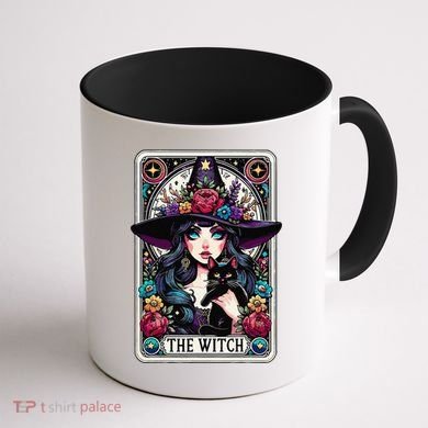The Witch Tarot Card Halloween Gothic Witchy Vibes Black Cat Coffee Mug back