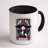 The Witch Tarot Card Halloween Gothic Witchy Vibes Black Cat Coffee Mug thumb 1