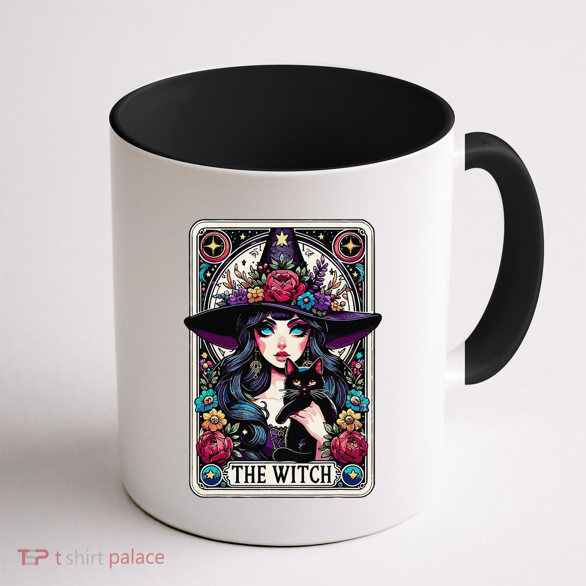The Witch Tarot Card Halloween Gothic Witchy Vibes Black Cat Coffee Mug