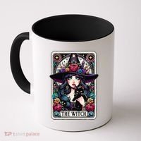 The Witch Tarot Card Halloween Gothic Witchy Vibes Black Cat Coffee Mug thumb 0