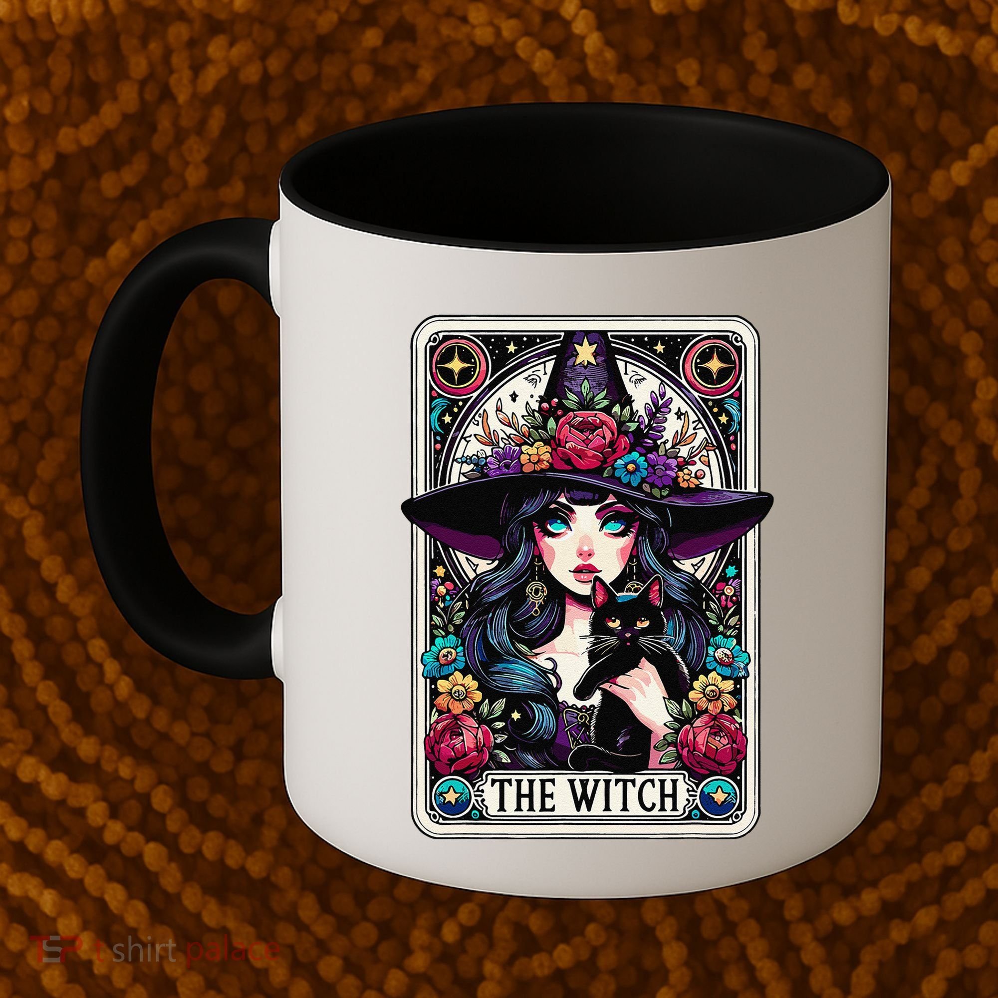 The Witch Tarot Card Halloween Gothic Witchy Vibes Black Cat Coffee Mug