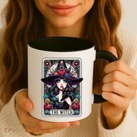 The Witch Tarot Card Halloween Gothic Witchy Vibes Black Cat Coffee Mug thumb 3