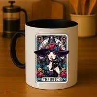 The Witch Tarot Card Halloween Gothic Witchy Vibes Black Cat Coffee Mug thumb 4