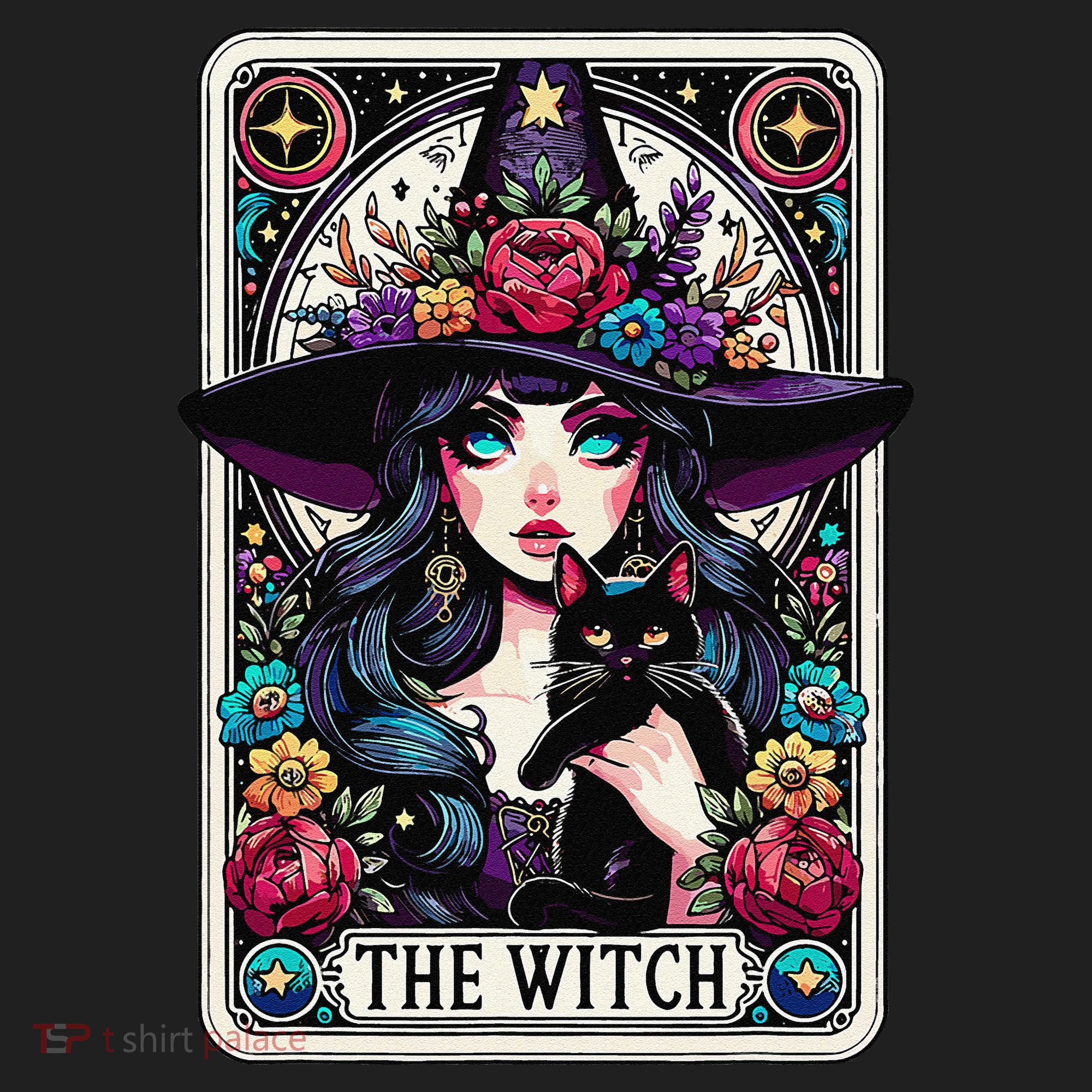 The Witch Tarot Card Halloween Gothic Witchy Vibes Black Cat Beanie